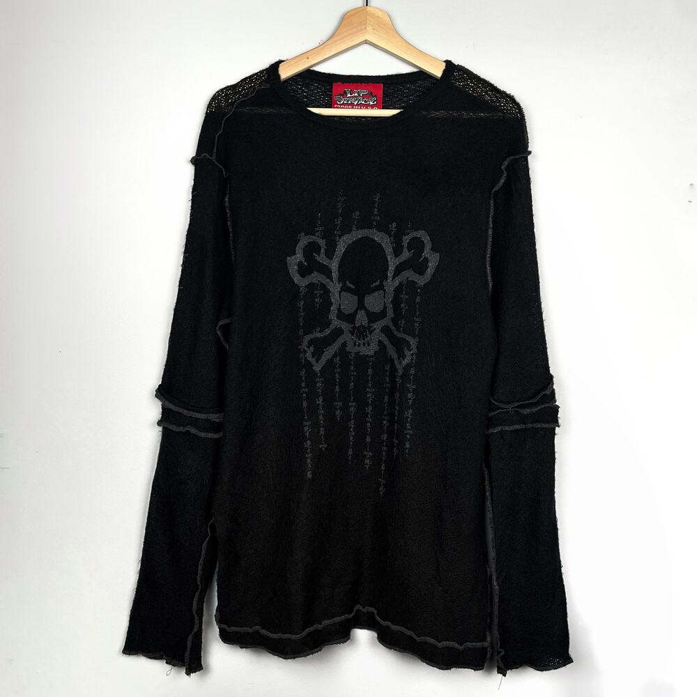 Vintage Lip Service Live Fast Die Young Skull Black Sweater Large Y2K Goth